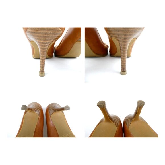 Coach Dorita Tan Leather Open Toe Heels - Picture 9 of 12